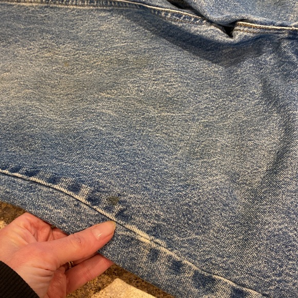 Carhartt Blue Jeans WITH FLAWS Stains and CUT OFF Relaxed Fit Tag Says 38 Waist - Picture 12 of 17